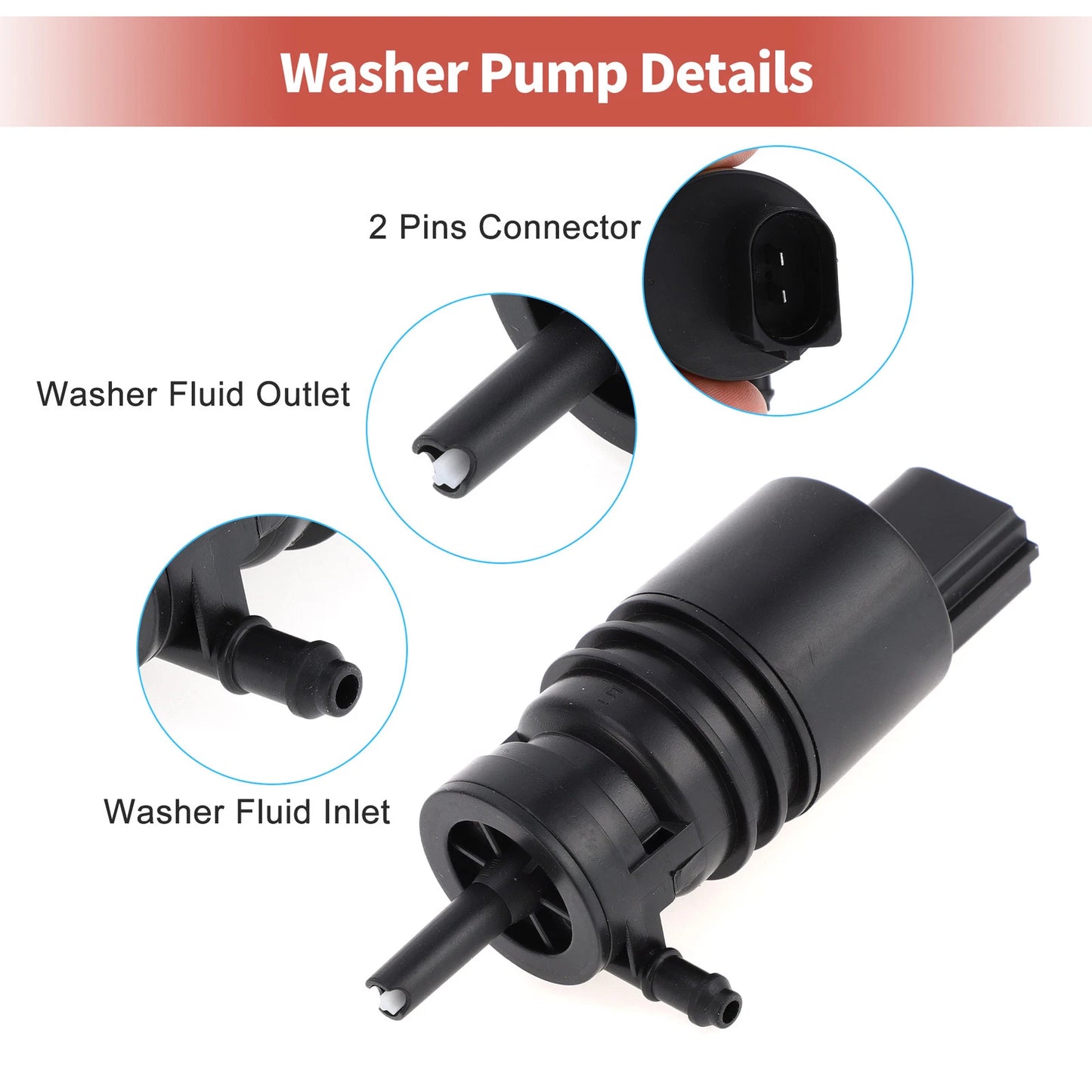 Windshield Washer Pump w/Grommet for BMW (2000-2006)