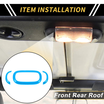 Carbon Fiber Front Rear Roof Reading Light Trim Covers for Jeep Wrangler (2007-2018)