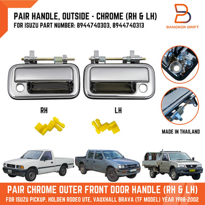 Chrome Outside Front Door Handles for Holden Rodeo TF Ute (1997-2003)