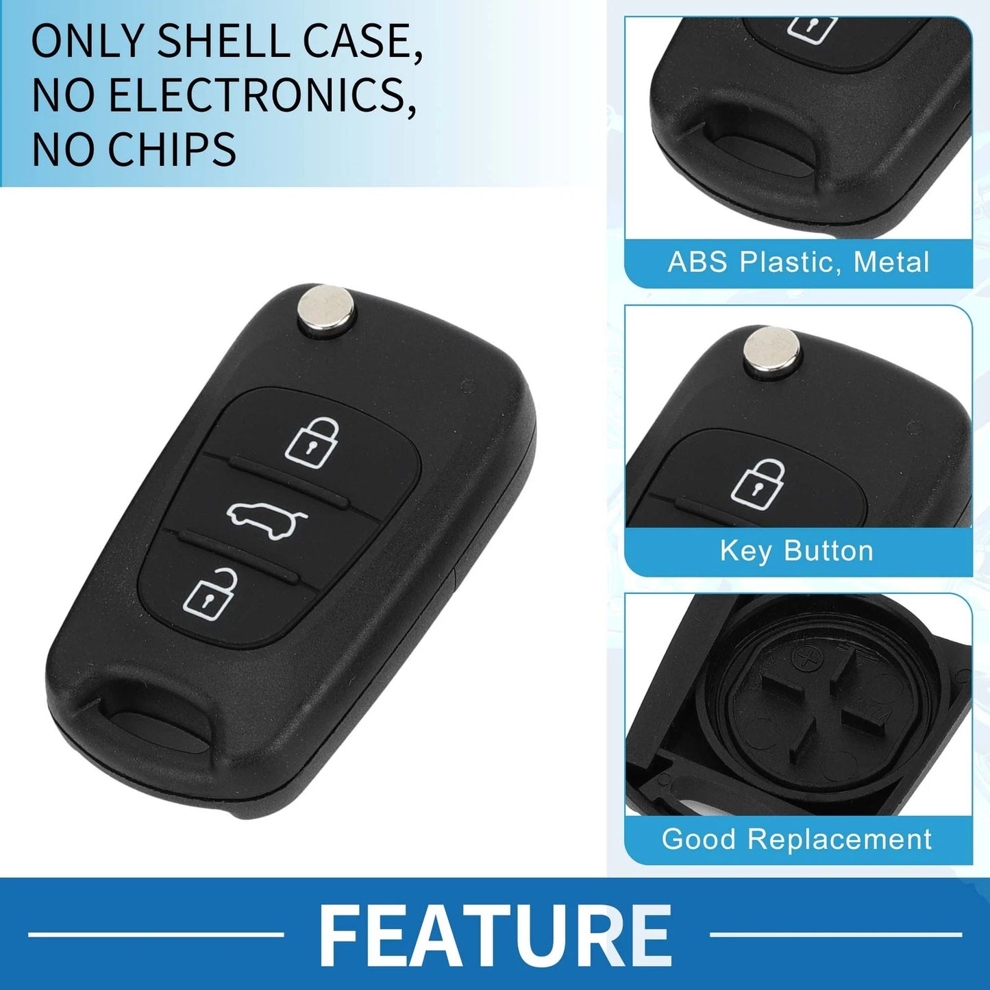 Keyless Entry Remote Key Shell Case for Hyundai i20 i30 i35 iX20 iX35 (2010-2020)