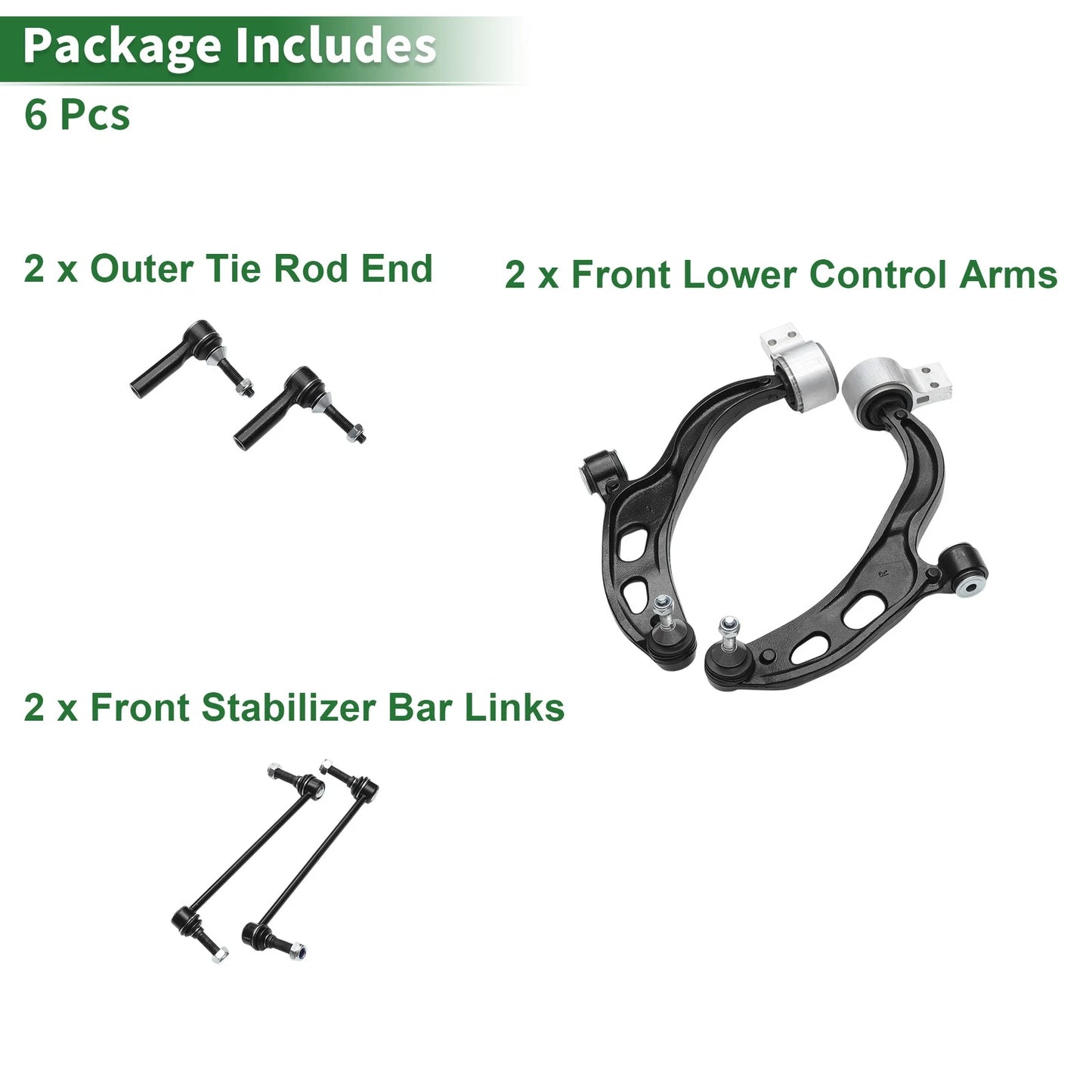 6 Pcs Front Lower Control Arms for Ford Flex (2010-2012)