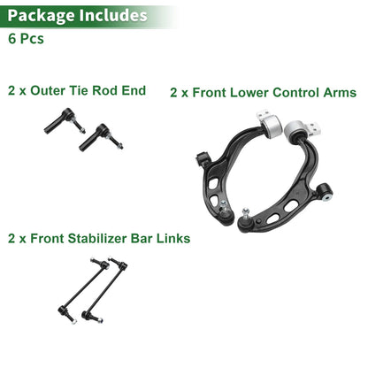 6 Pcs Front Lower Control Arms for Ford Flex (2010-2012)