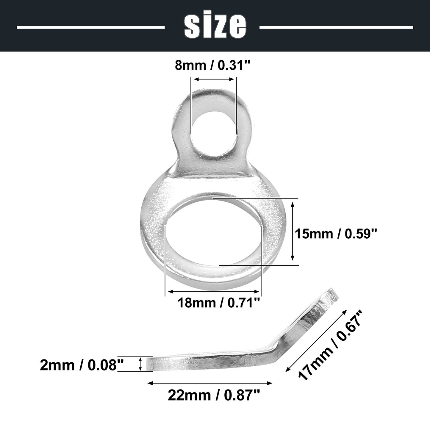 8pcs Stainless Steel Motorcycle Tie Down Anchor Hooks Strap Rings Silver Tone