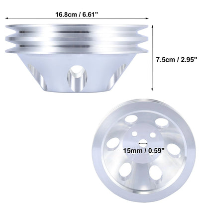 Water Pump Pulley Short 2-Groove 4-Hole for Chevy SBC 350 Engine