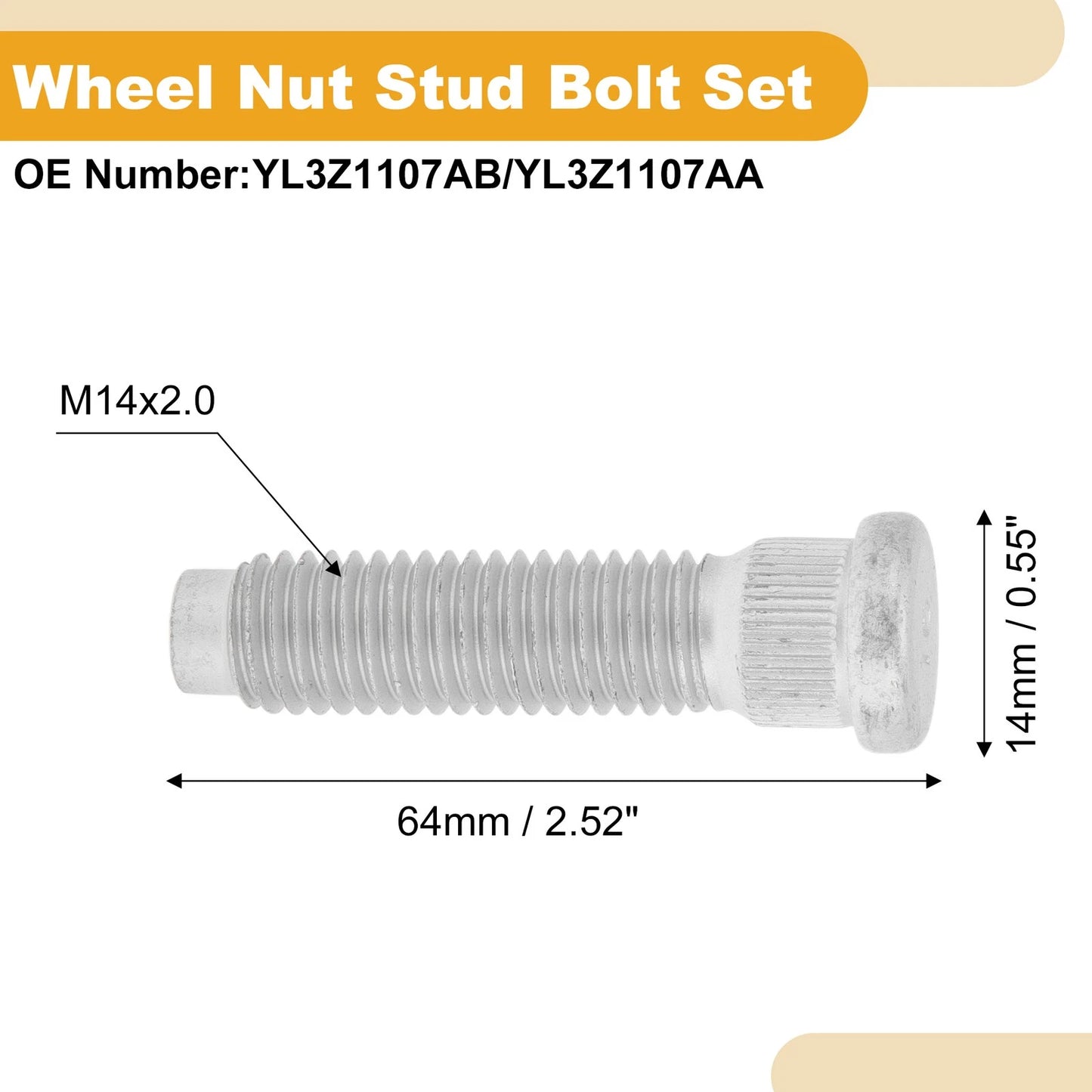 M14x2.0 Wheel Lug Studs for Ford F150 (2001-2014) - 6 Pcs
