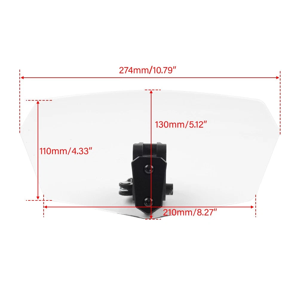 Clear Clip-On Windshield Extension Air Deflector for Universal Adjustable Motor