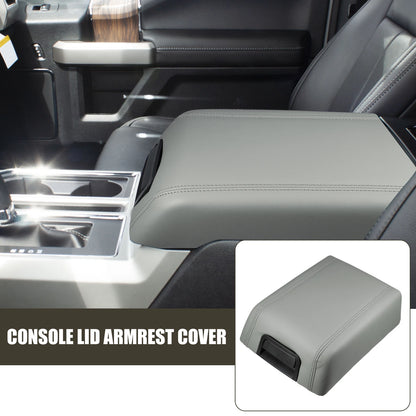 Center Console Lid Armrest Cover for Ford F-150 (2015-2023) - Faux Leather Gray