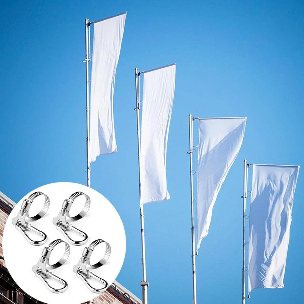 Weather Resistant Adjustable Flag Pole Clips for Boats/Trucks/Home Use