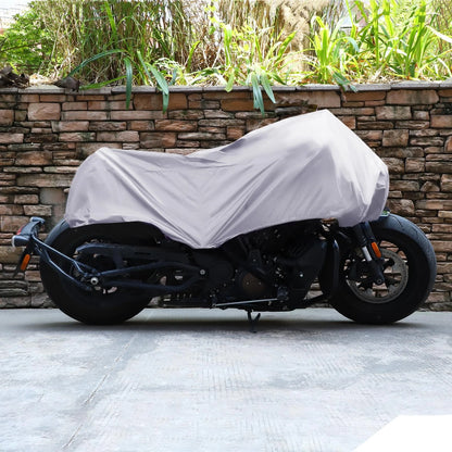 M Size Motorcycle Cover Half Cover Waterproof Rain Dust Protector Silver for Make Model