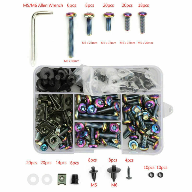173PCS Titanium Fairing Screws & Clips Set for F2