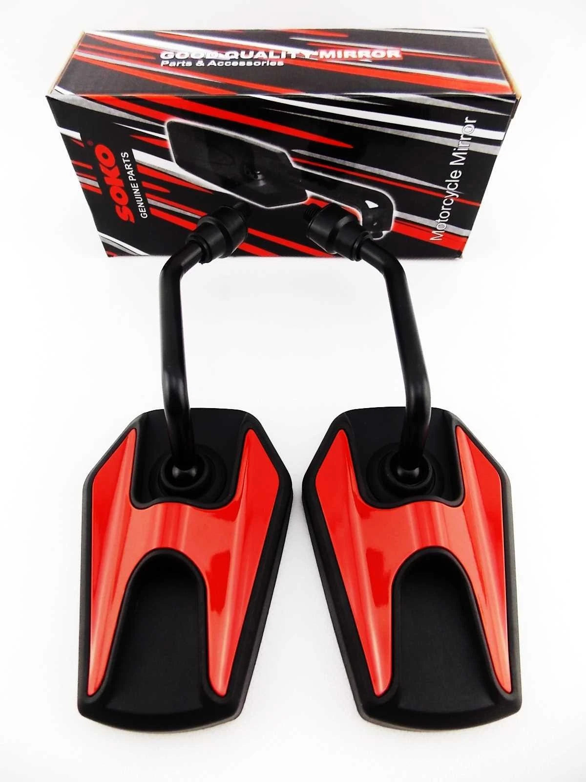 Black Red Hex Soko Mirrors for Honda MBX125 (1984-1986)