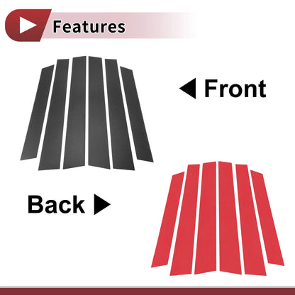 6 Pcs Car Door Pillar Window Trim for Honda CR-V (2008-2011) Black Carbon Fiber