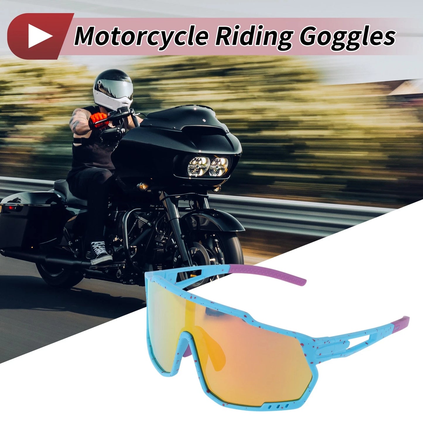 Goggles 1 Pc Motorcycle Riding Multicolour Blue Red Dots UV400 for Motorcycle