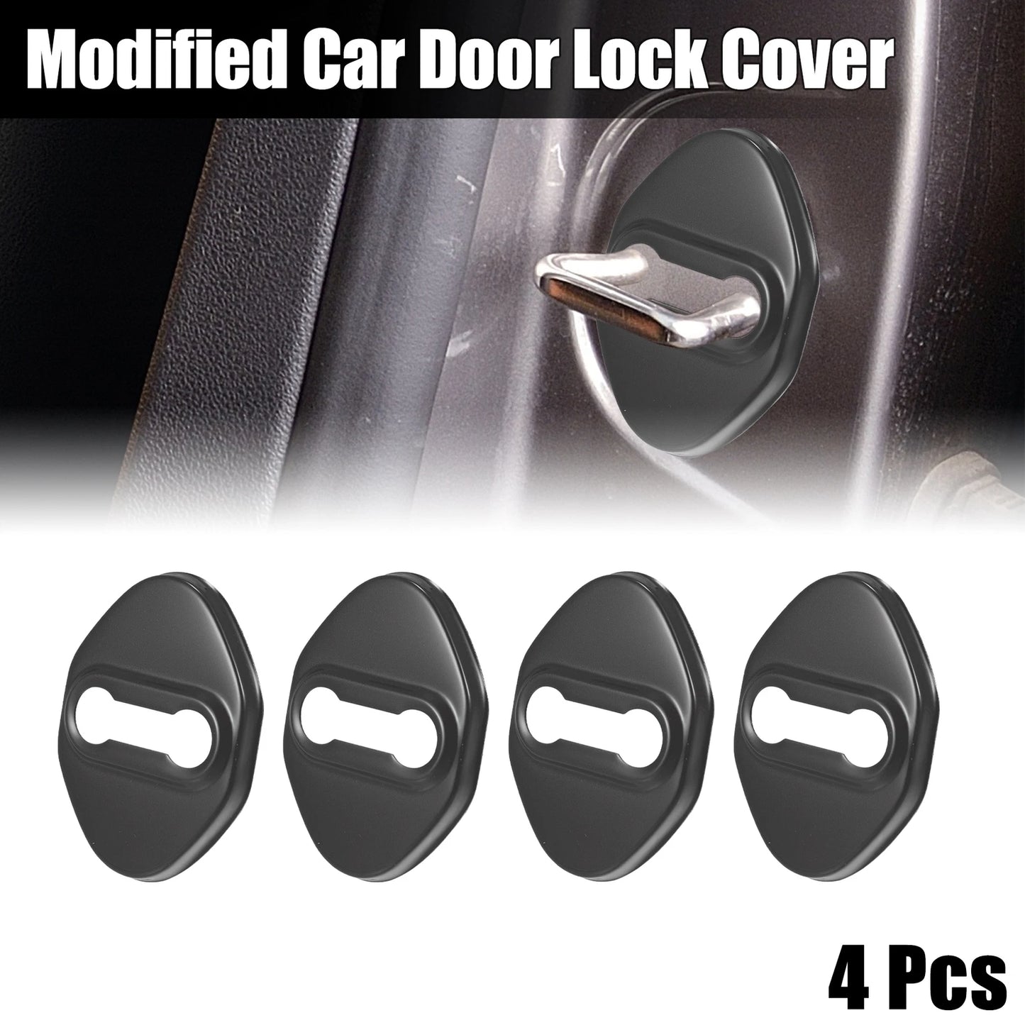 4pcs Car Door Lock Latch Covers for Ford Focus (2019-2021) Black Titanium Tone