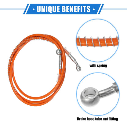 Hydraulic Brake Hose Line Pipeline 180cm 10mm 0.39in Orange for Motorcycle