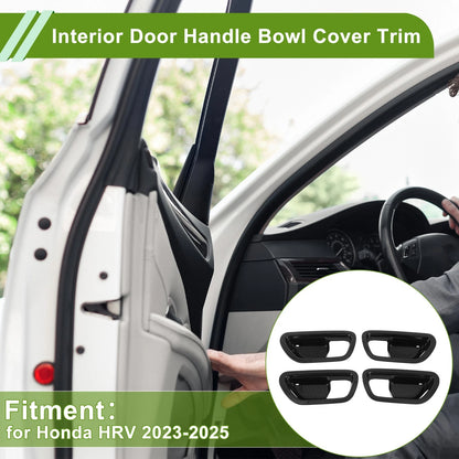 Carbon Fiber Black Interior Door Handle Bowl Cover for Honda HR-V (2023-2025)