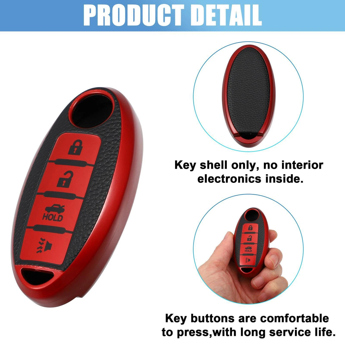 Silicone Smart Key Fob Case Cover Protector for Nissan Cabstar Red (2008-2009)