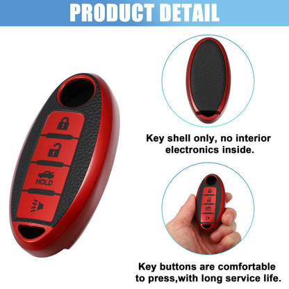 Silicone Smart Key Fob Case Cover Protector for Nissan Cabstar Red (2008-2009)