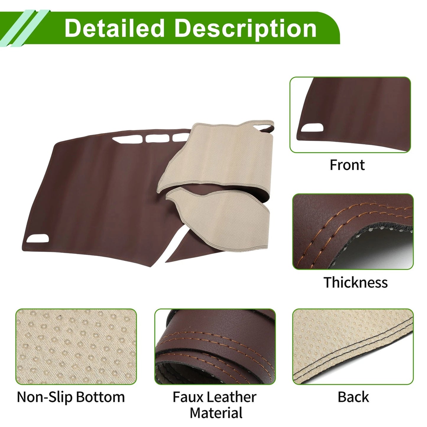 Dashboard Cover Mat for Honda Civic (2012-2015) - Brown