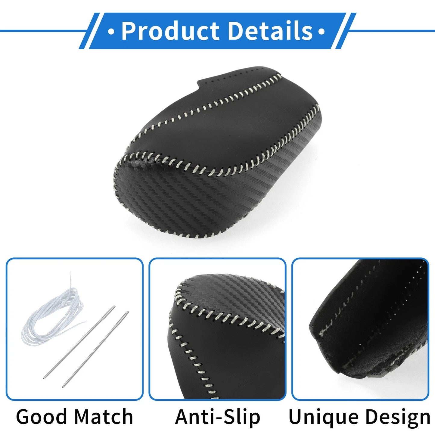 Gear Shift Knob Cover for Chevrolet Cruze (2011-2015) Black Carbon Fiber Grey