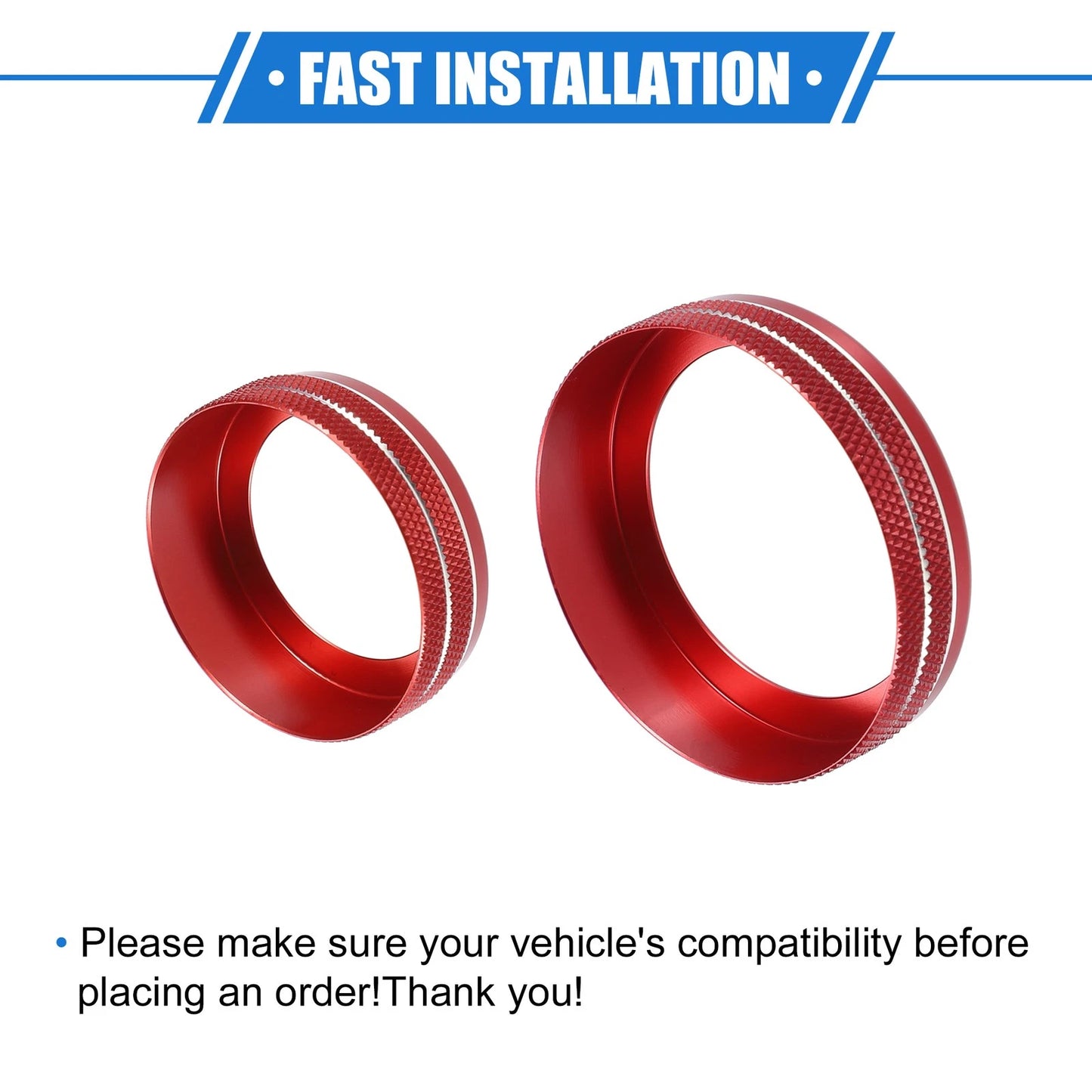 4 x AC Audio Volume Tune Switch Knob Rings for Ford F150 (2021-2023) Red