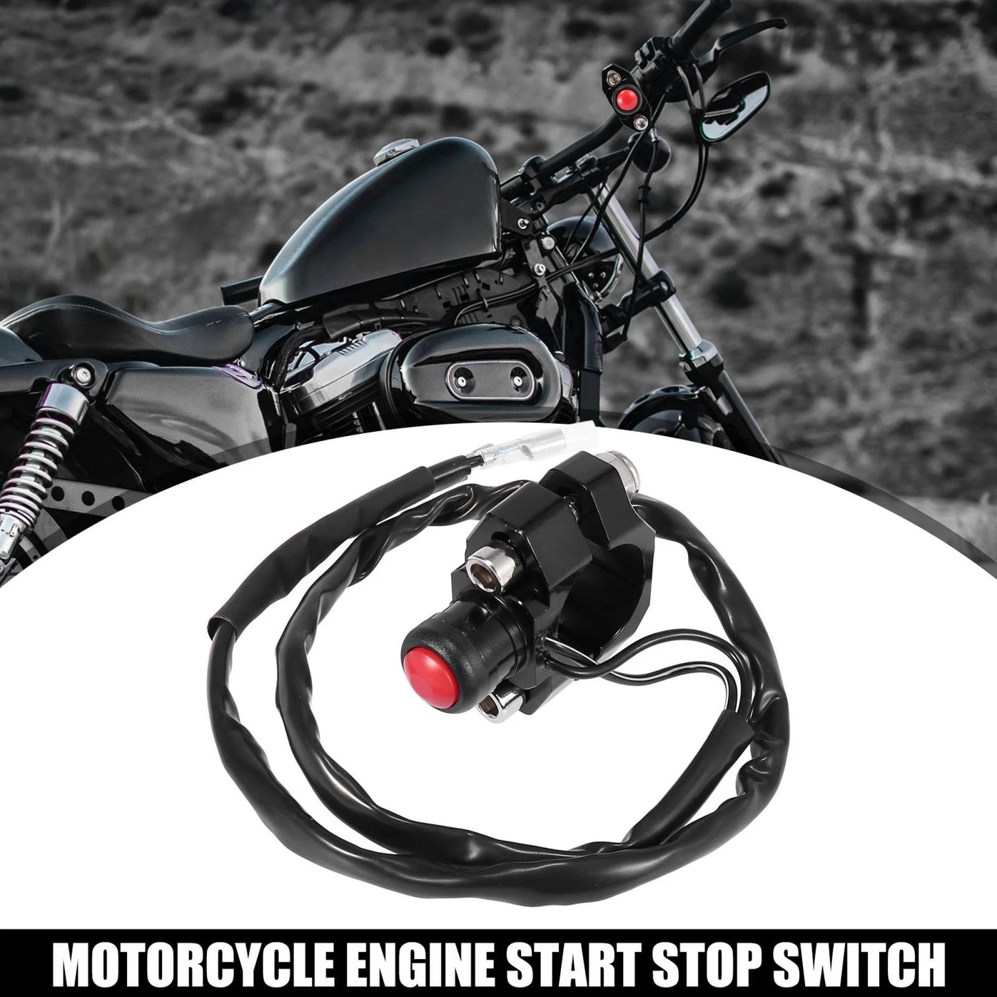Engine Start Stop Switch Button with Mounting Backplate Red for Make Model