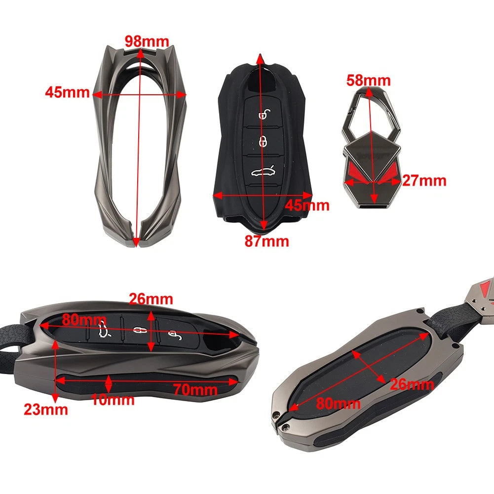 Remote Key Fob Case Shell Cover for Porsche 718 911 Macan Cayenne Cayman Boxster