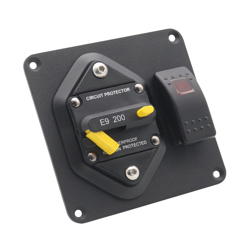 200A Circuit Breaker Panel + Red LED Rocker Switch for Car SUV