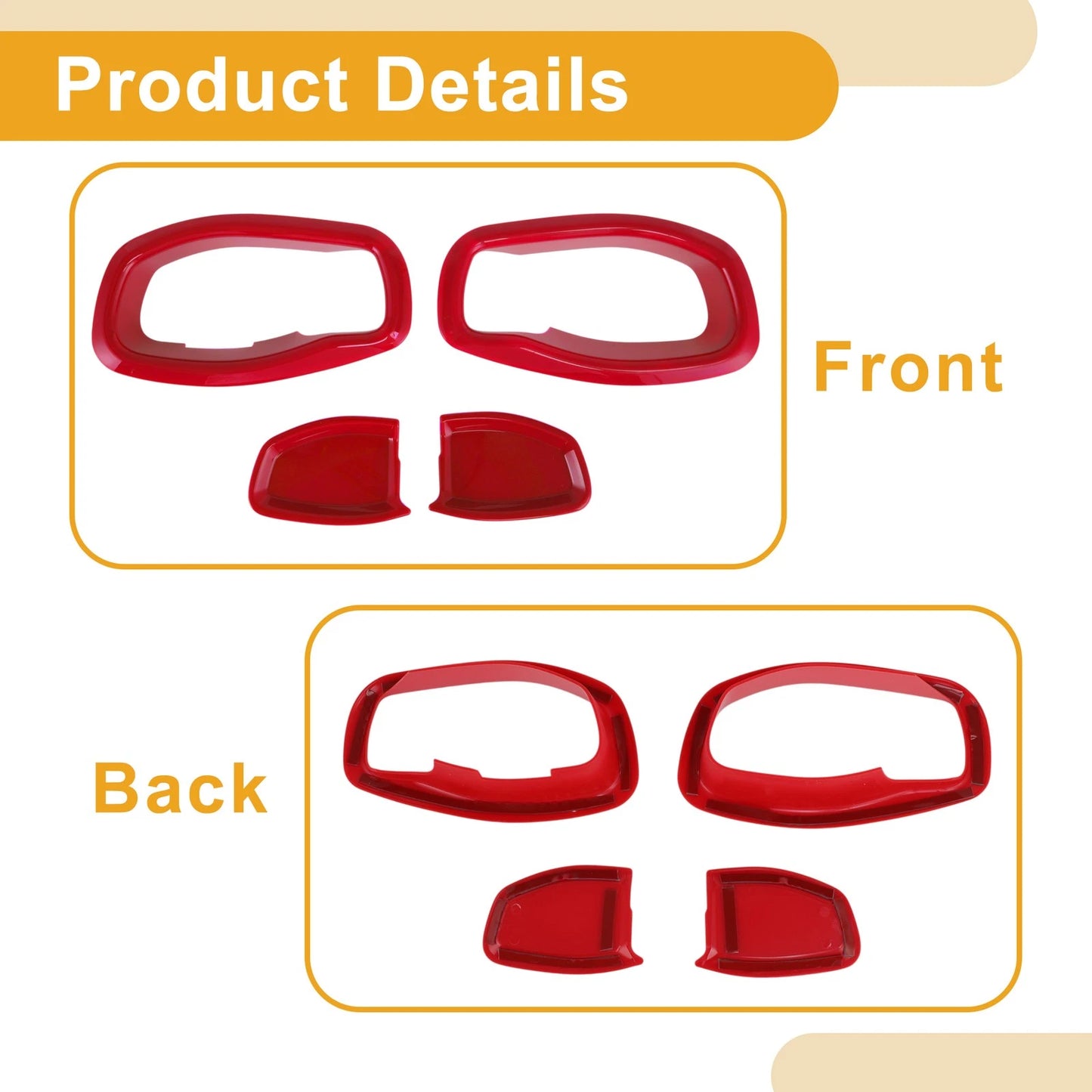 Red ABS Interior Door Handle Bowl Cover Trim for Jeep Renegade (2015-2023) 4 x