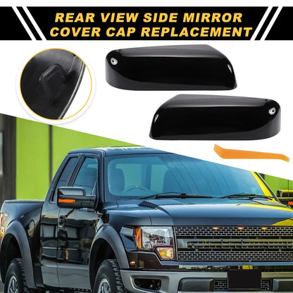 Gloss Black Left Right Rearview Mirror Covers for Ford F-150 (2009-2014)