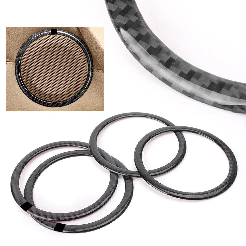 Carbon Fiber Look Door Speaker Frame Covers for BMW E90 3 Series (2006-2011)