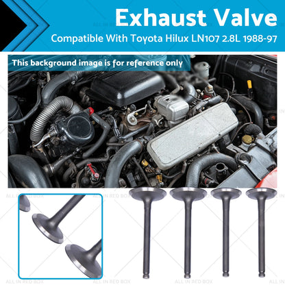 4 Pcs Exhaust Valves for Toyota Hilux LN106 LN107 LN111 LN166 1988-1997
