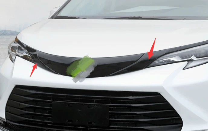 Grilles Logo Cover Trim for 2021-2023 Toyota Sienna ABS Black 2 x Pieces