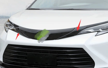 Grilles Logo Cover Trim for 2021-2023 Toyota Sienna ABS Black 2 x Pieces