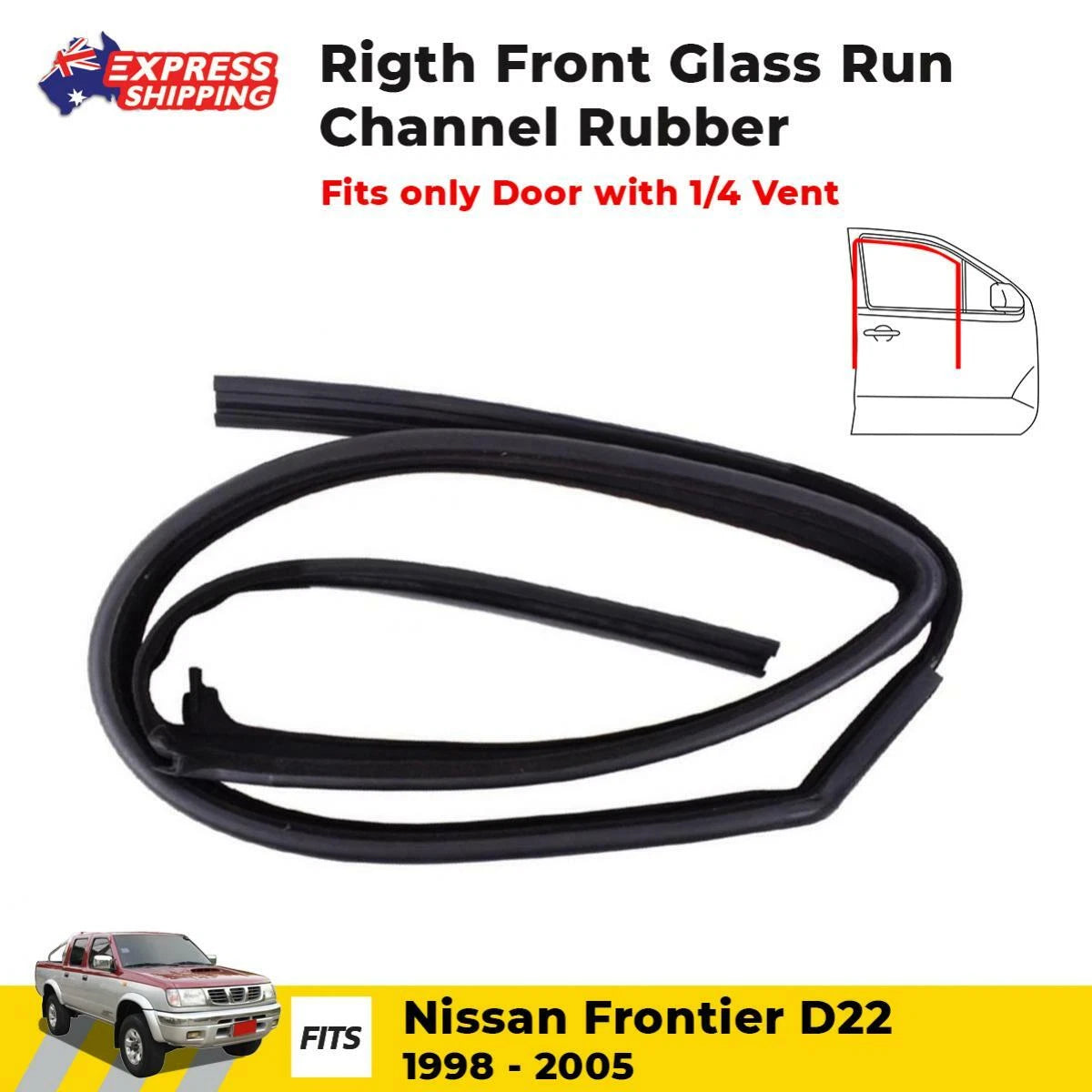 Right Door Glass Run Channel Rubber Seal Fit Nissan Navara D22 Ute Truck 1998-05