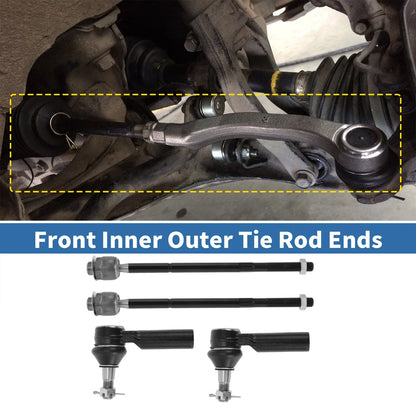 6pcs Front Tie Rod End Links with Boots for Dodge Ram 1500 (2011-2012)