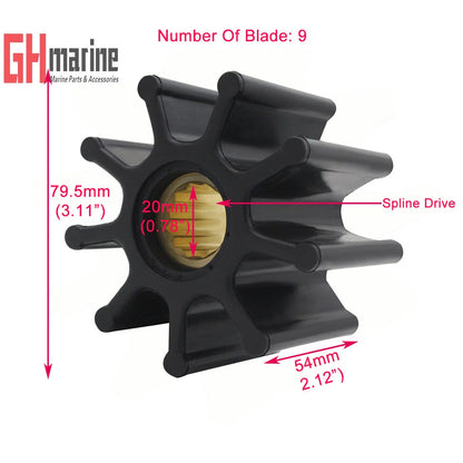 Flexible Raw Water Pump Impeller for Hyundai Seasall D170 Inboard Marine