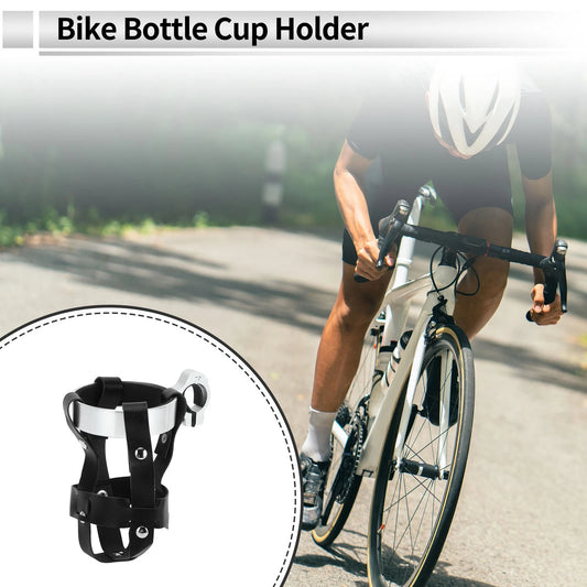 Water Bottle Cup Holder for Motorcycle/Bicycle Black Silver PU Aluminum Alloy