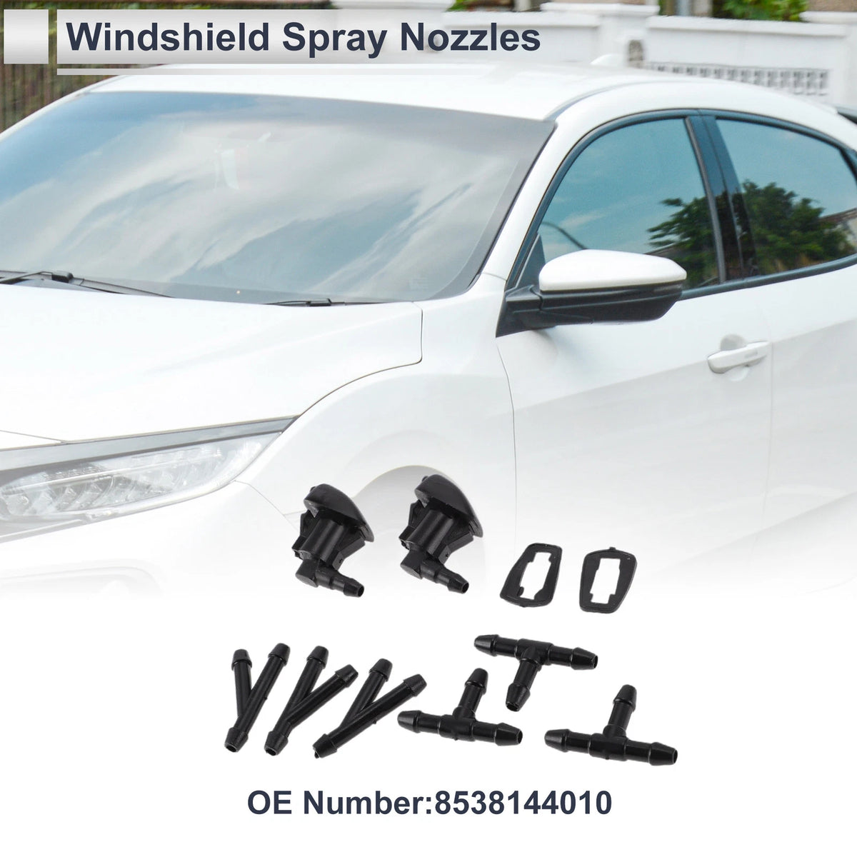 3 x Washer Nozzle & 3 Pcs Y Hose Connector for Toyota