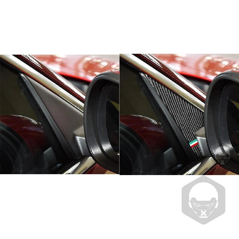 Carbon Fiber Exterior A Pillar Cover Trim for Alfa Romeo Giulia 2017-2021
