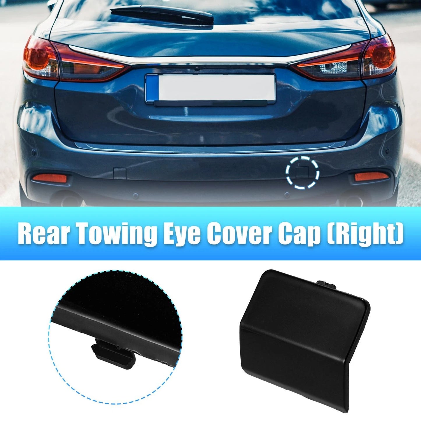 Black Rear Bumper Tow Hook Cover for Mazda 6 (2013-2018)