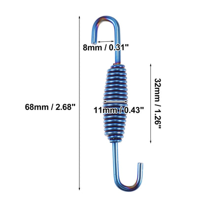 4pcs Exhaust Pipe Spring 68mm 2.68" Stainless Steel Blue for Motorcycle