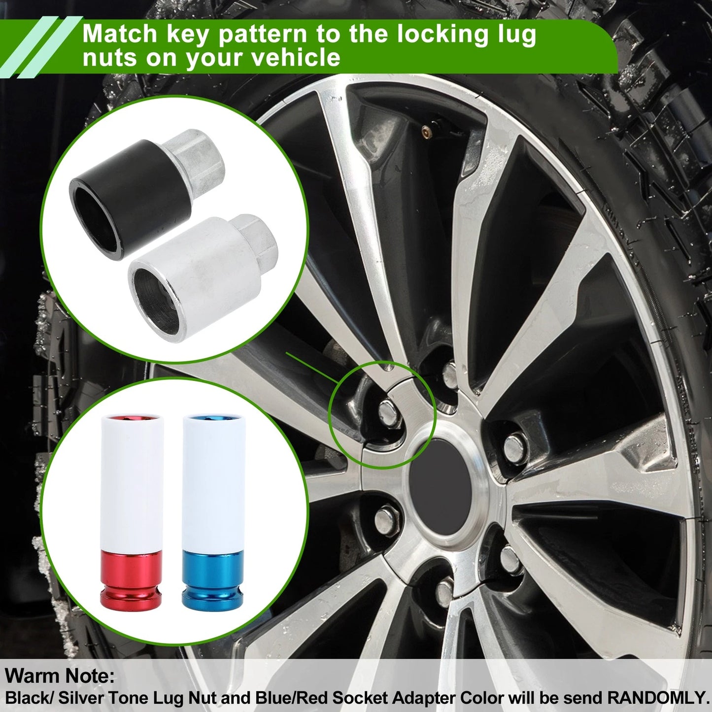 1 Set Wheel Lock Lug Nut Anti-theft Screw Removal Key Socket Type H for Toyota