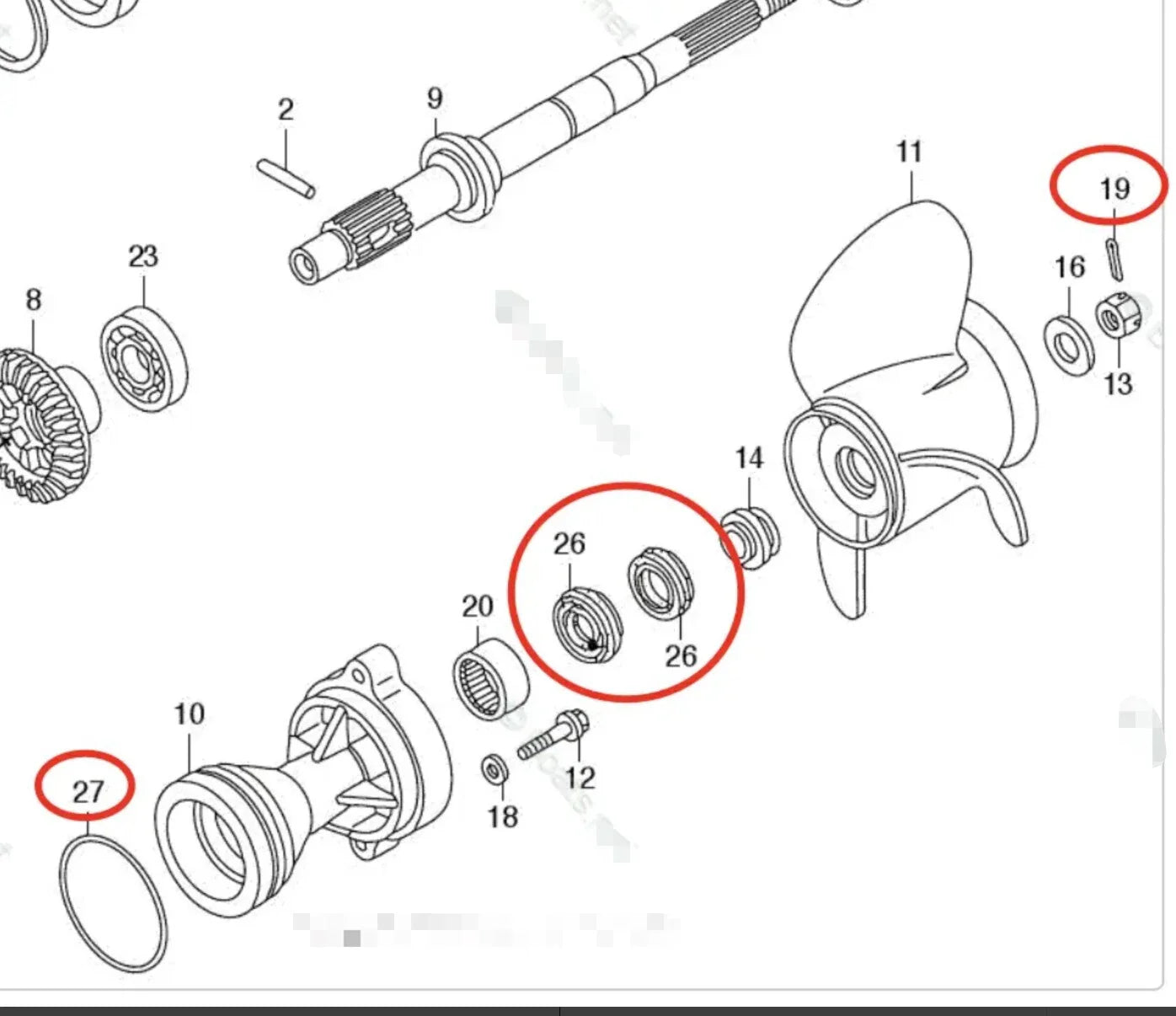 Lower Gearcase Seal with O-ring Kit for Tohatsu 40-60HP (HZZ3/HZW1)