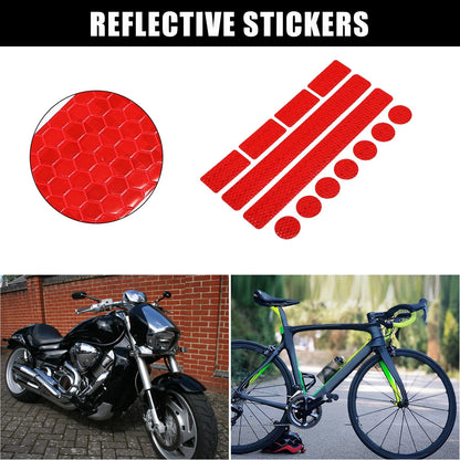 2 x Reflective Safety Warning Strip Tape Sticker for Vehicle Motorcycle Red