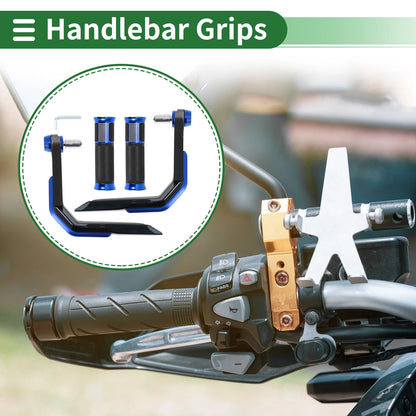 Hand Grips Cover Kit for Motorcycle Handlebar Aluminum Alloy Blue Rubber