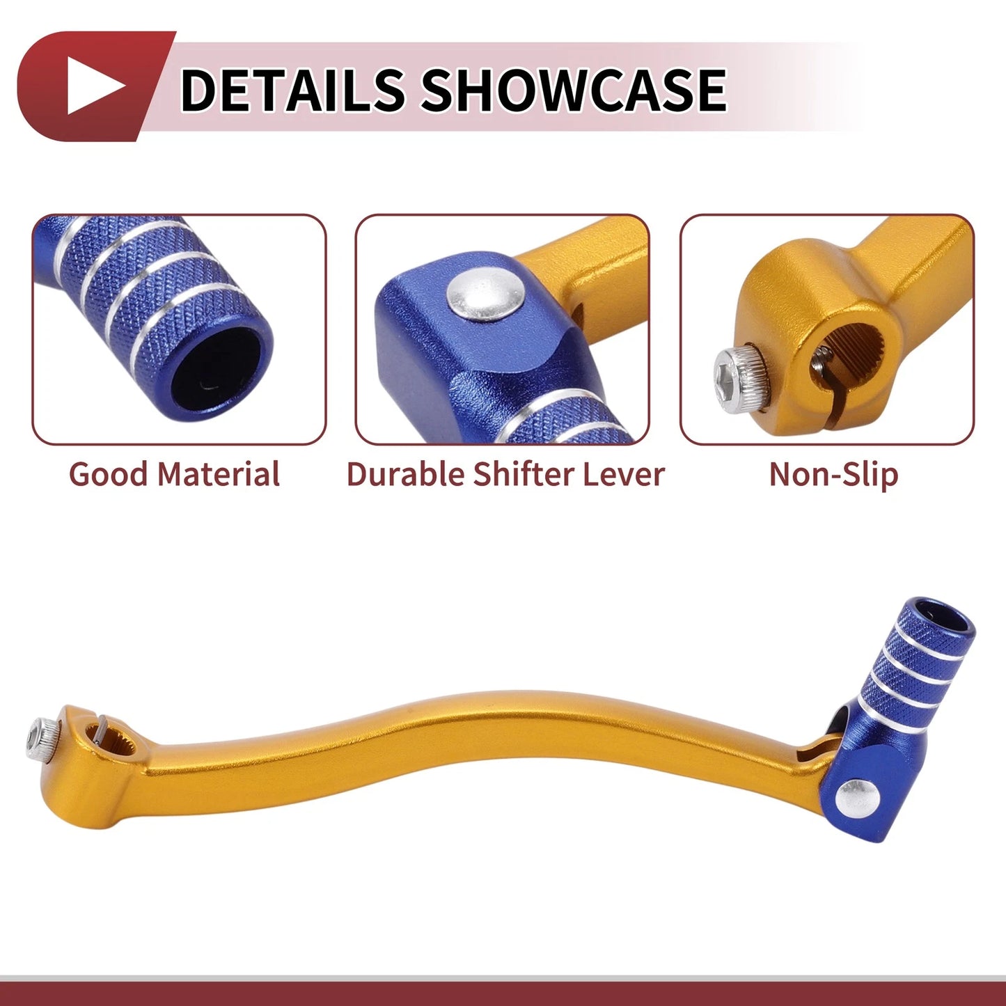 Foldable Gear Shifter Lever for Kayo T6 Gold Tone Blue
