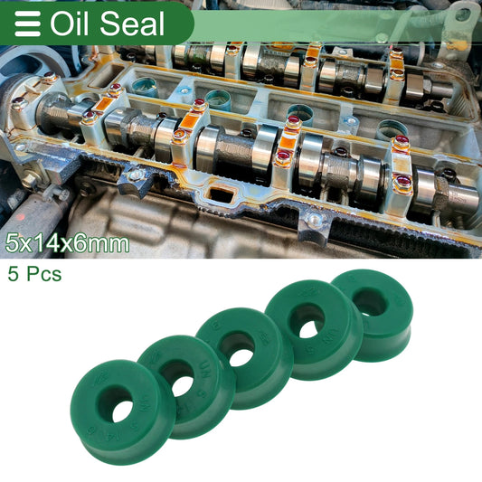 Oil Seal 5x14x6mm TPU High-Pressure Green 5 Pcs