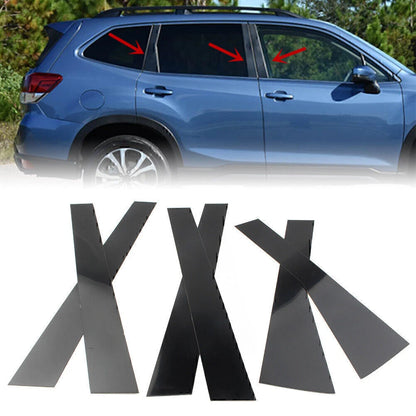 6 x Black Door Trim Pillar Post Covers for Subaru Forester (2019-2021)