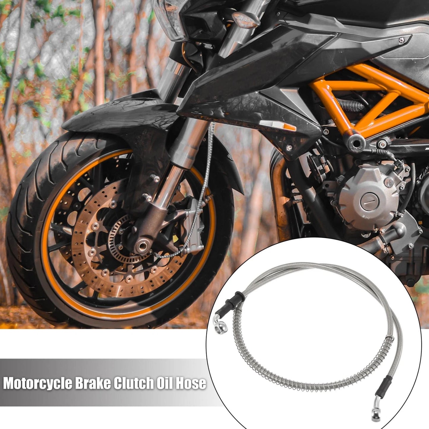 Brake Clutch Oil Hose Line Pipe / 110cm / Hydraulic Silver Tone for Motorcycle
